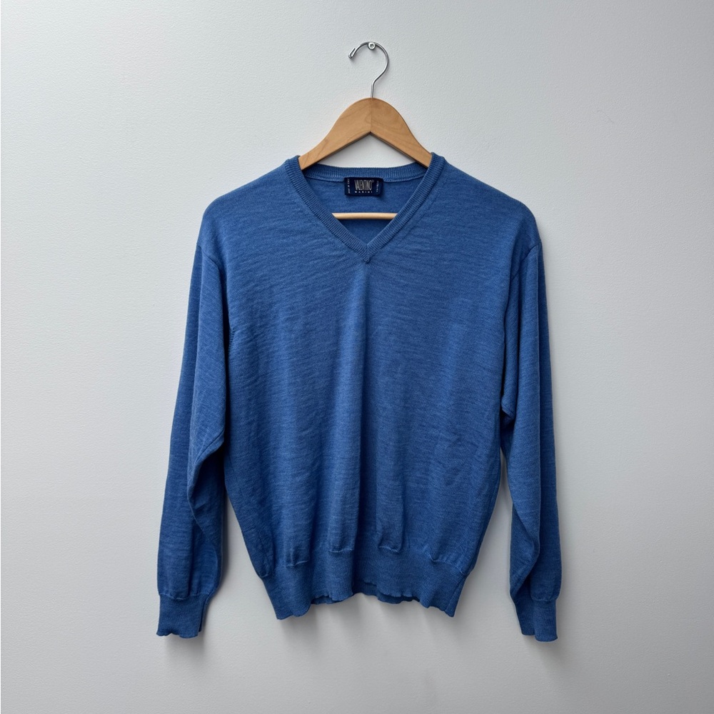 Valentino Men's V-Neck Sweater in Deep Blue